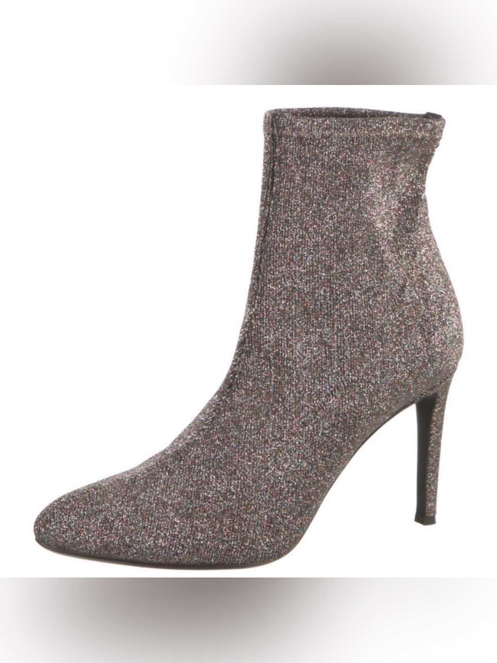 Giuseppe Zanotti Metallic Knit Pointed-Toe Sock Ankle Boot - Silver 10